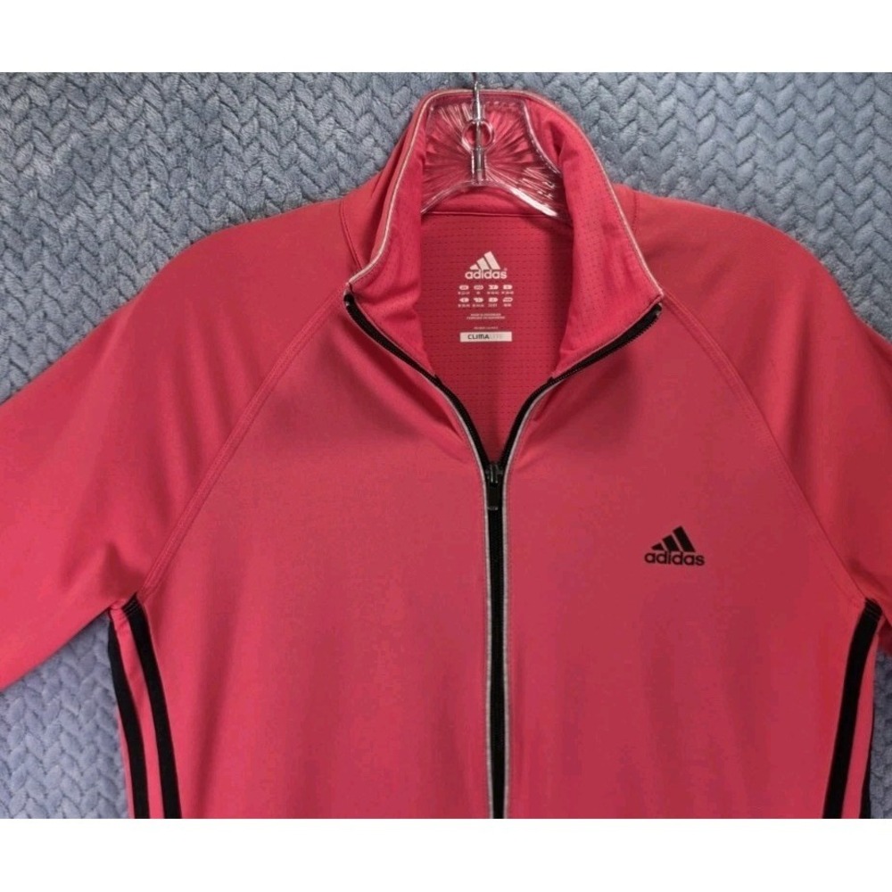 Adidas ClimaLite Hot Pink Zip Ip Jacket Womens Size Medium Full Zip Athleisure - Picture 2 of 12